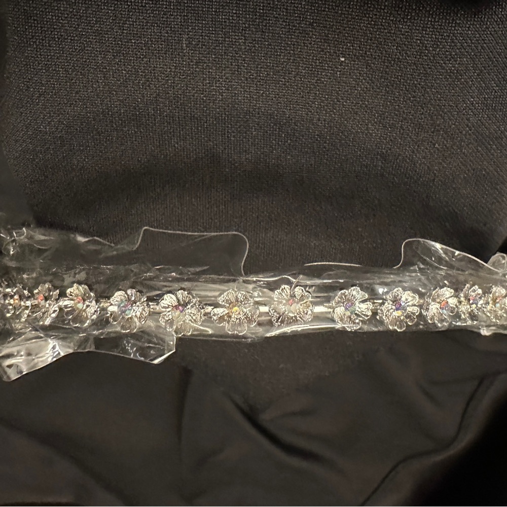 Silver Floral Crystal Headband BNWT